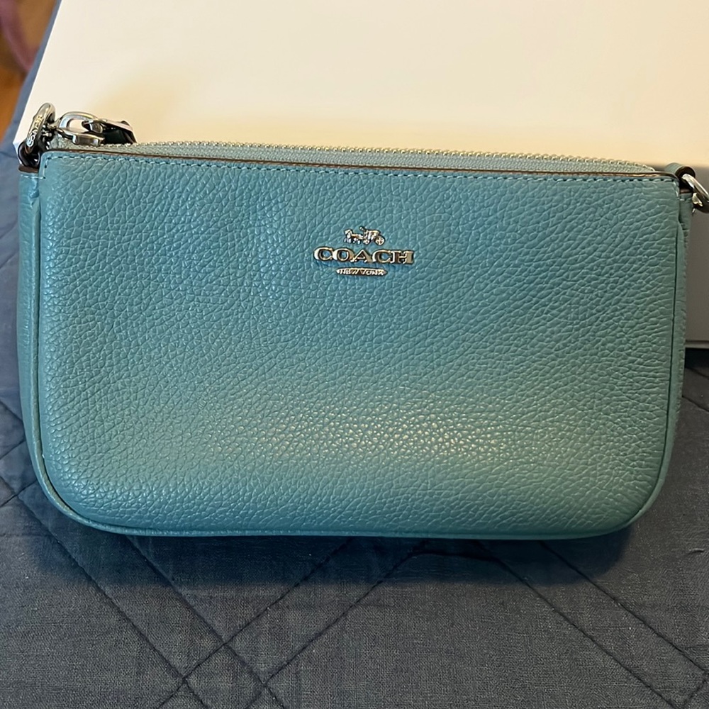 Coach Nolita 19 Blue Pebbled Leather Purse with Chain Strap, VGUC